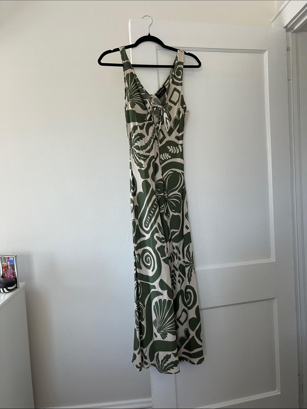 MINKPINK Olive Green and Cream Printed Maxi Dress